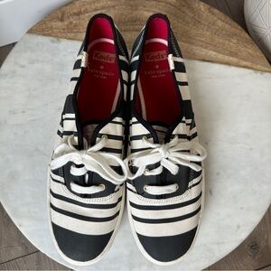 Kate Spade Keds platform stripe sneakers black and white size 10